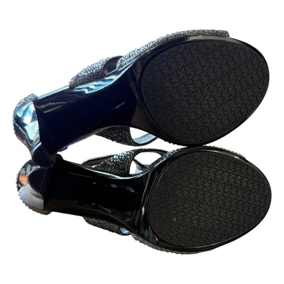 MICHAEL Michael Kors Berkley T-Strap Silver Rhinestones Glitter Heels Size 9M - Picture 5 of 6